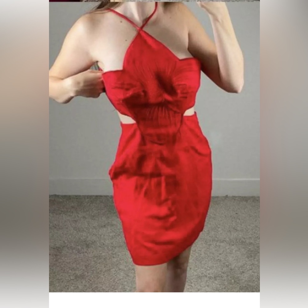 farm rio leaf dress linen red sz l